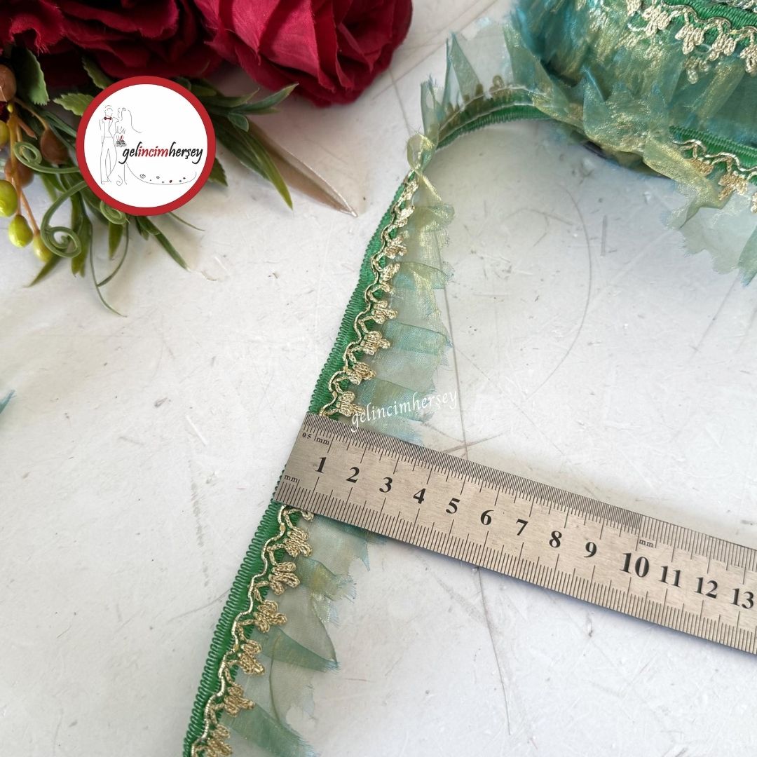 GelincimherşeyDekoratifŞeritTırtıklıFırfırYeşil