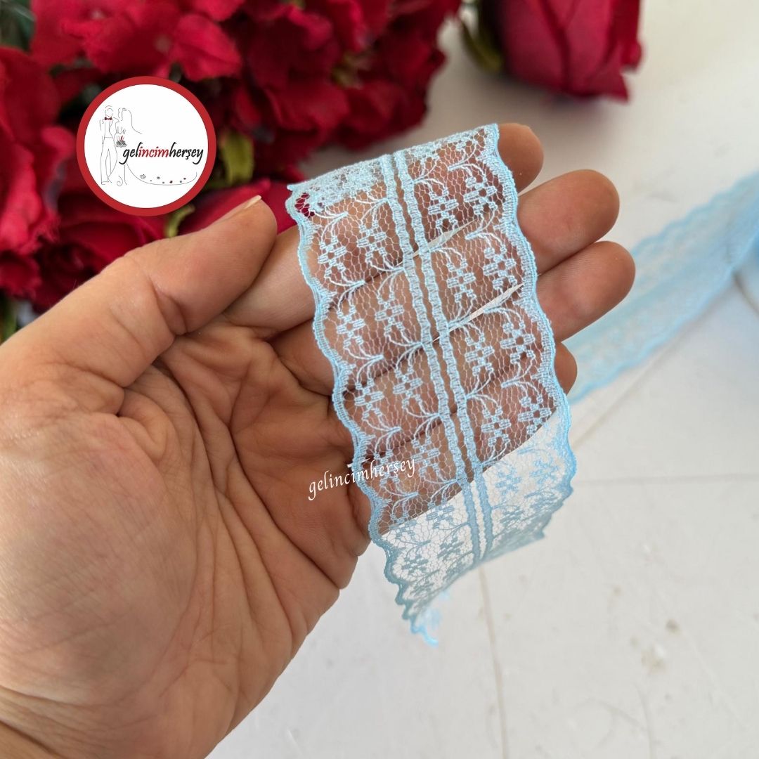 GelincimherşeyPolyesterÇiftSıraDantelMavi