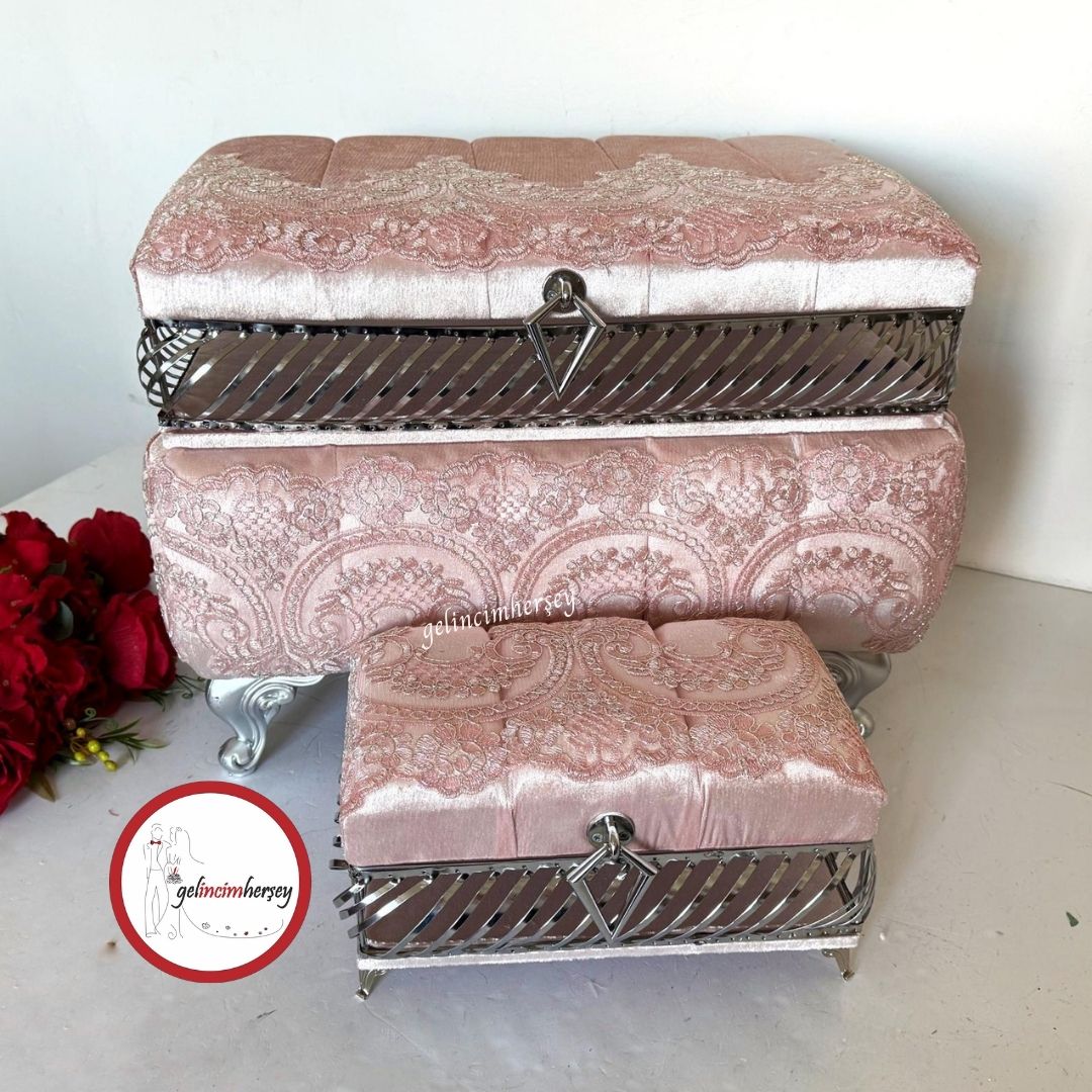 GelincimherşeyPudraFransızDantelli2BölümlüMakyajSandıklıÇeyizSetiNişanSandığı
