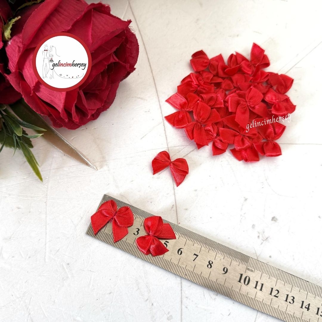 GelincimherşeySatenMinikFiyonkKurdele25AdetKırmızı