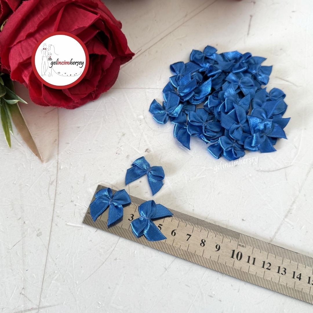 GelincimherşeySatenMinikFiyonkKurdele25AdetMavi