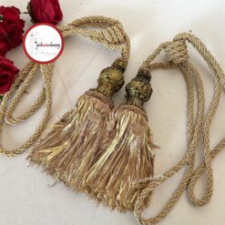 Gelincimherşey Fon Perde İçin Kol Bağı Püsküllü 2’li Braçol - Altın-Bej