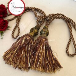 Gelincimherşey Fon Perde İçin Kol Bağı Püsküllü 2’li Braçol - Kahverengi-Bej