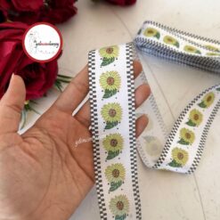 Gelincimherşey Güne Bakan Çiçekli Desenli Polyester Kurdele 4 cm 9 mt