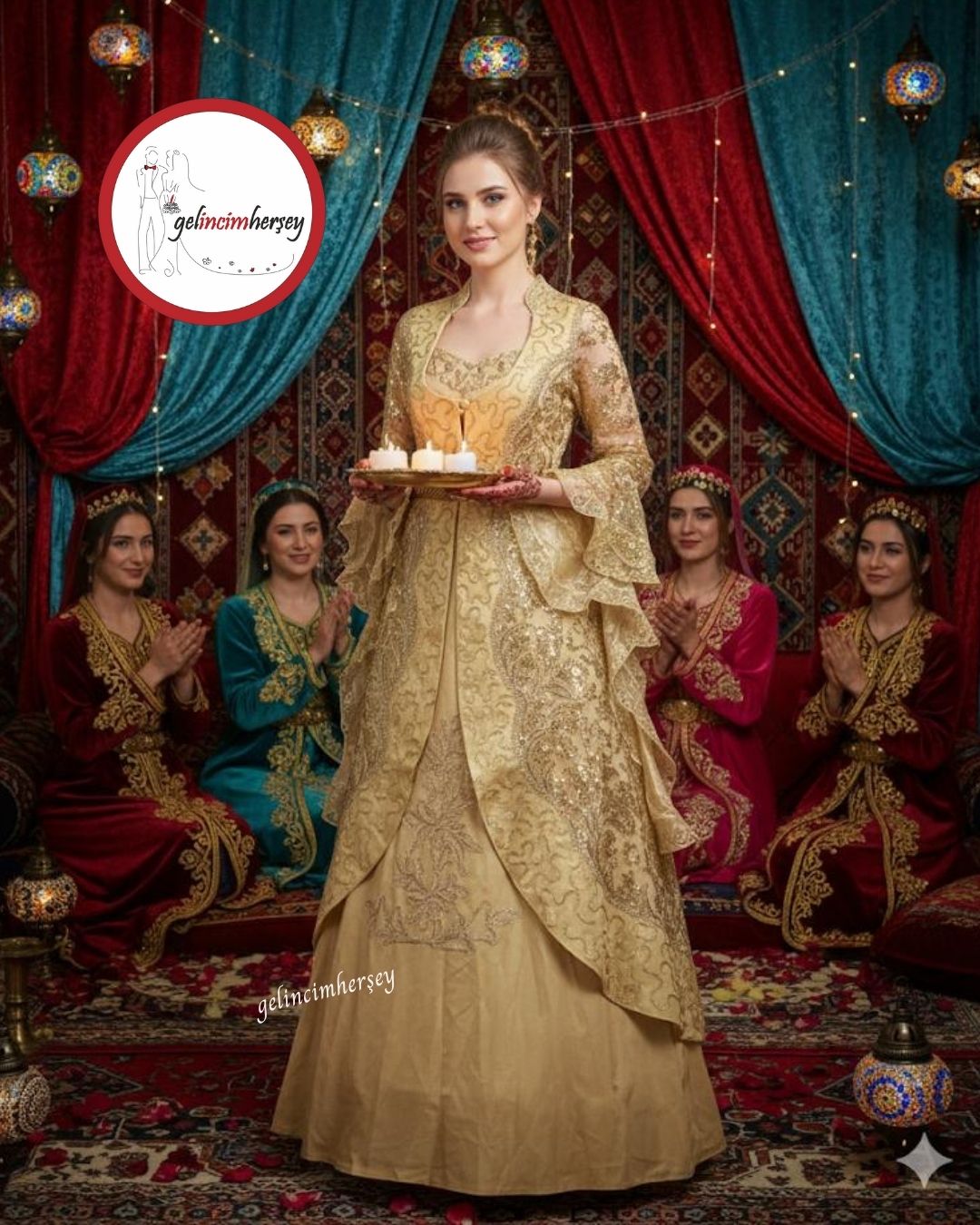 GelincimherşeyHürremModelKaftanBindallıAltın5