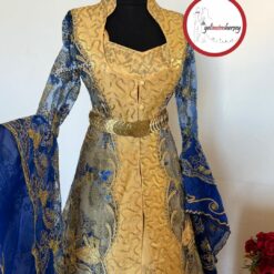 Gelincimherşey Saks Mavi Altın İşlemeli Hürrem Model Kaftan Bindallı