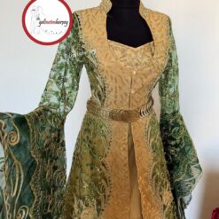 Gelincimherşey Yeşil Altın İşlemeli Hürrem Model Kaftan Bindallı