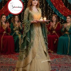 Gelincimherşey Yeşil Altın İşlemeli Hürrem Model Kaftan Bindallı
