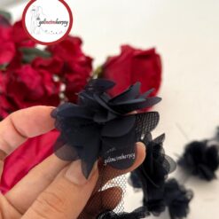 Gelincimherşey Kumaş Lazer Kesim Dekoratif Çiçek 30 Adet - LACİVERT