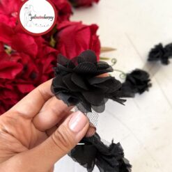 Gelincimherşey Kumaş Lazer Kesim Dekoratif Çiçek 30 Adet - SİYAH