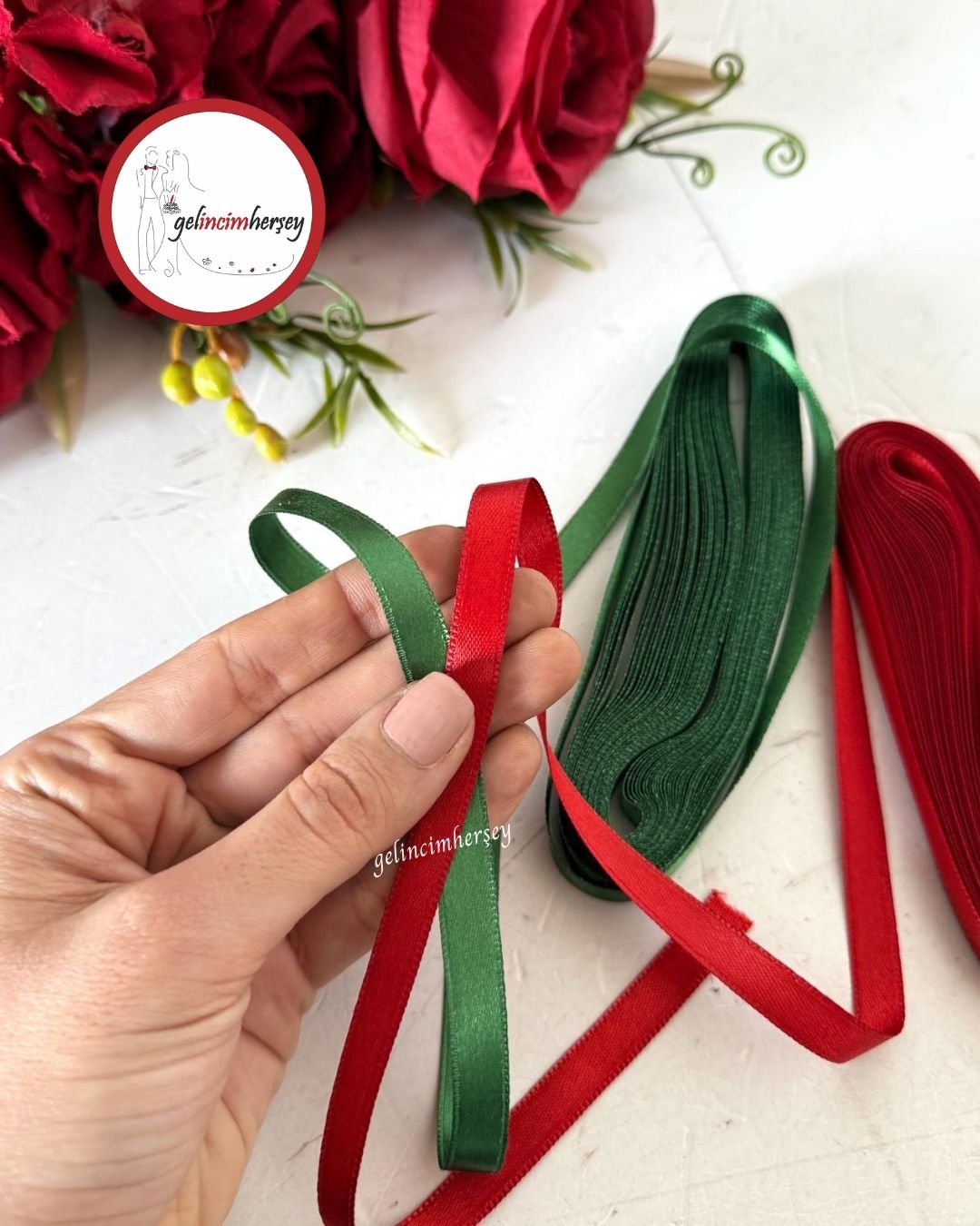 Gelincimherşey 2 Renk Yılbaşı Konsept Saten Kurdele