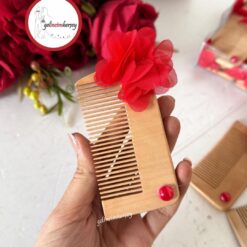 Gelincimherşey 30'lu Çiçekli Bambu Tarak Hediyelik - KIRMIZI