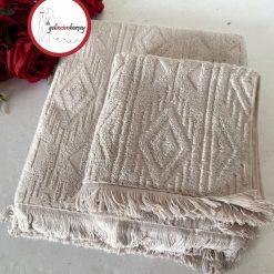 Gelincimherşey Etnik Desen 2'li Banyo Havlu Seti - BEJ
