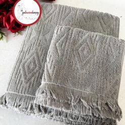 Gelincimherşey Etnik Desen 2'li Banyo Havlu Seti - GRİ