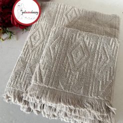 Gelincimherşey Etnik Desen 2'li Banyo Havlu Seti - VİZON