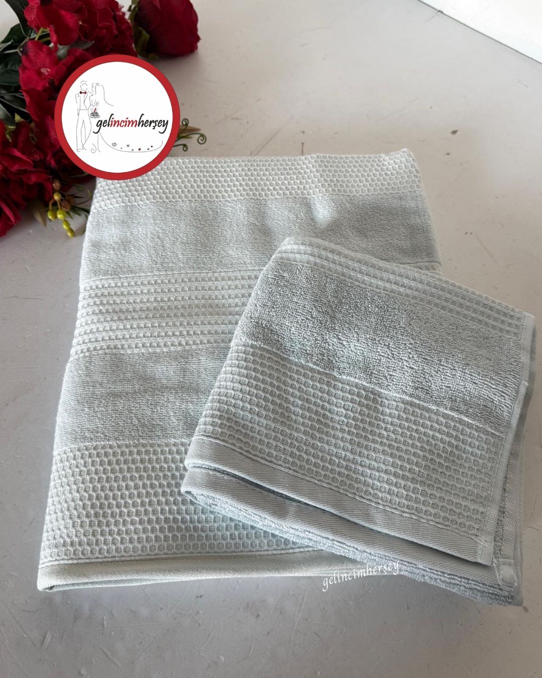 GelincimherşeyFrancesDesenli2'liBanyoHavluSetiBebeMavi2