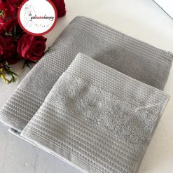 Gelincimherşey Frances Desenli 2'li Banyo Havlu Seti - GRİ