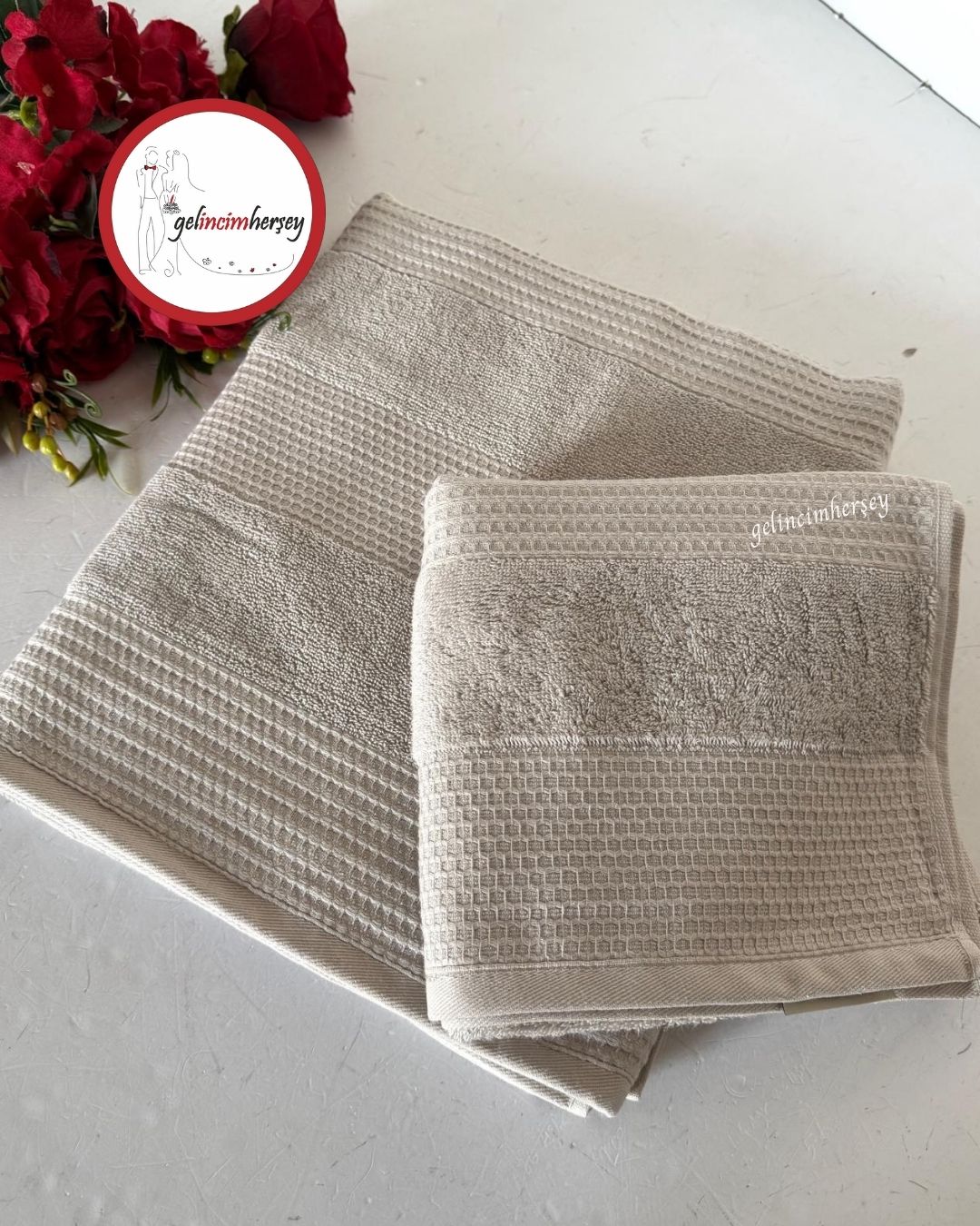 GelincimherşeyFrancesDesenli2'liBanyoHavluSetiVizon2