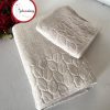 GelincimherşeyKısmiKadifeDesenli2'liBanyoHavluSetiBej