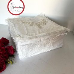 Gelincimherşey Nişan Çeyiz Bohçası İçin Dantelli Kadife Hurç Büyük Boy - EKRU