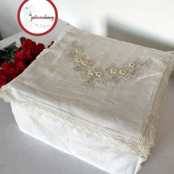 Gelincimherşey Nişan Çeyiz Bohçası İçin Dantelli Keten Hurç - BÜYÜK