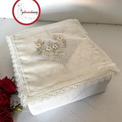 Gelincimherşey Nişan Çeyiz Bohçası İçin Dantelli Keten Hurç