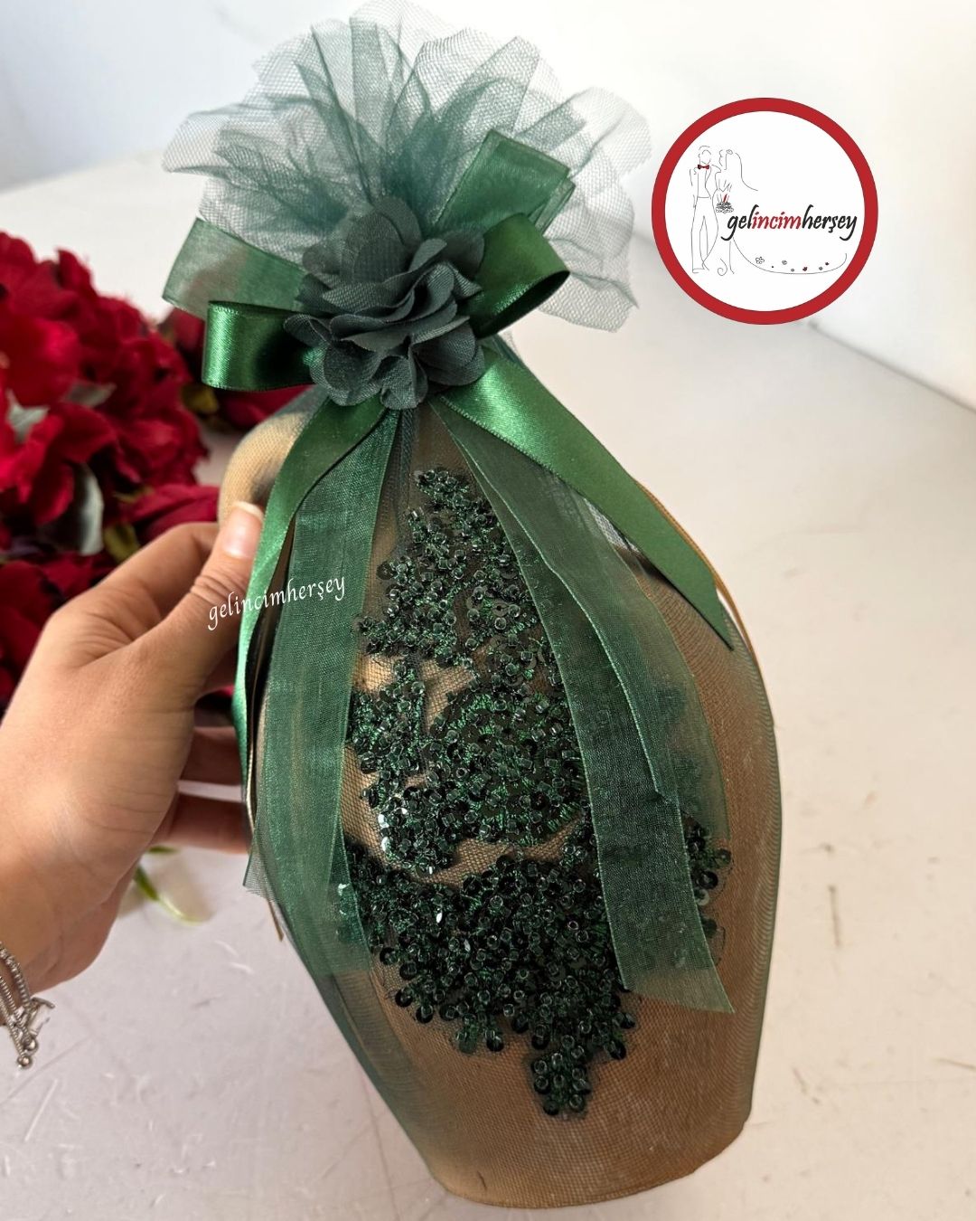 GelincimherşeyVipDantelliKınaTestisiZümrütYeşil2