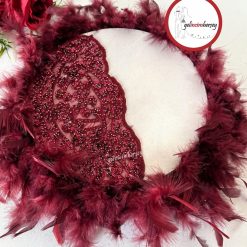 Gelincimherşey VIP Dantelli Tüylü Gelin Tefi - BORDO