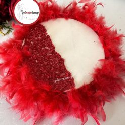 Gelincimherşey VIP Dantelli Tüylü Gelin Tefi - KIRMIZI
