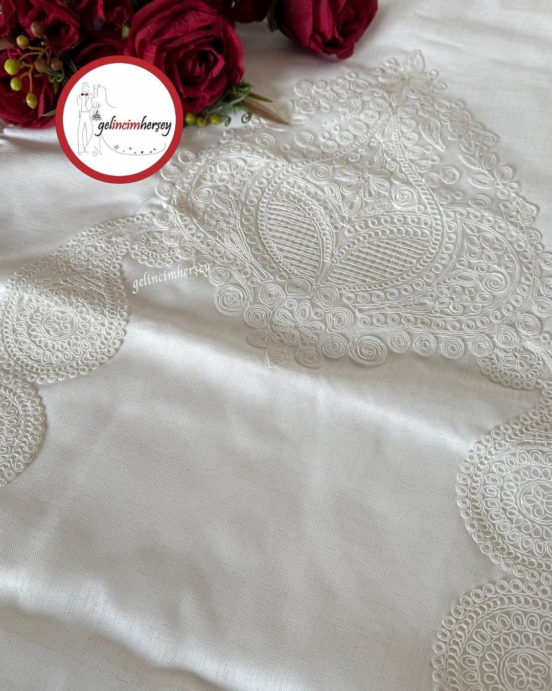 Gelincimherşey4ParçaFransızGüpürlüEkruKetenSeccadeSeti5