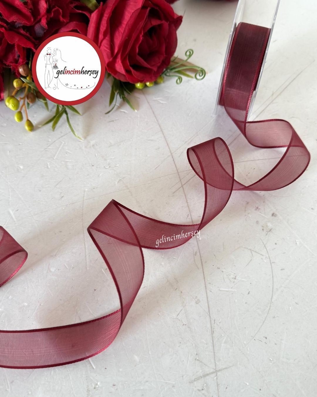 GelincimherşeyDüzŞifonBiyeliKurdele2.5cm4mtBordo