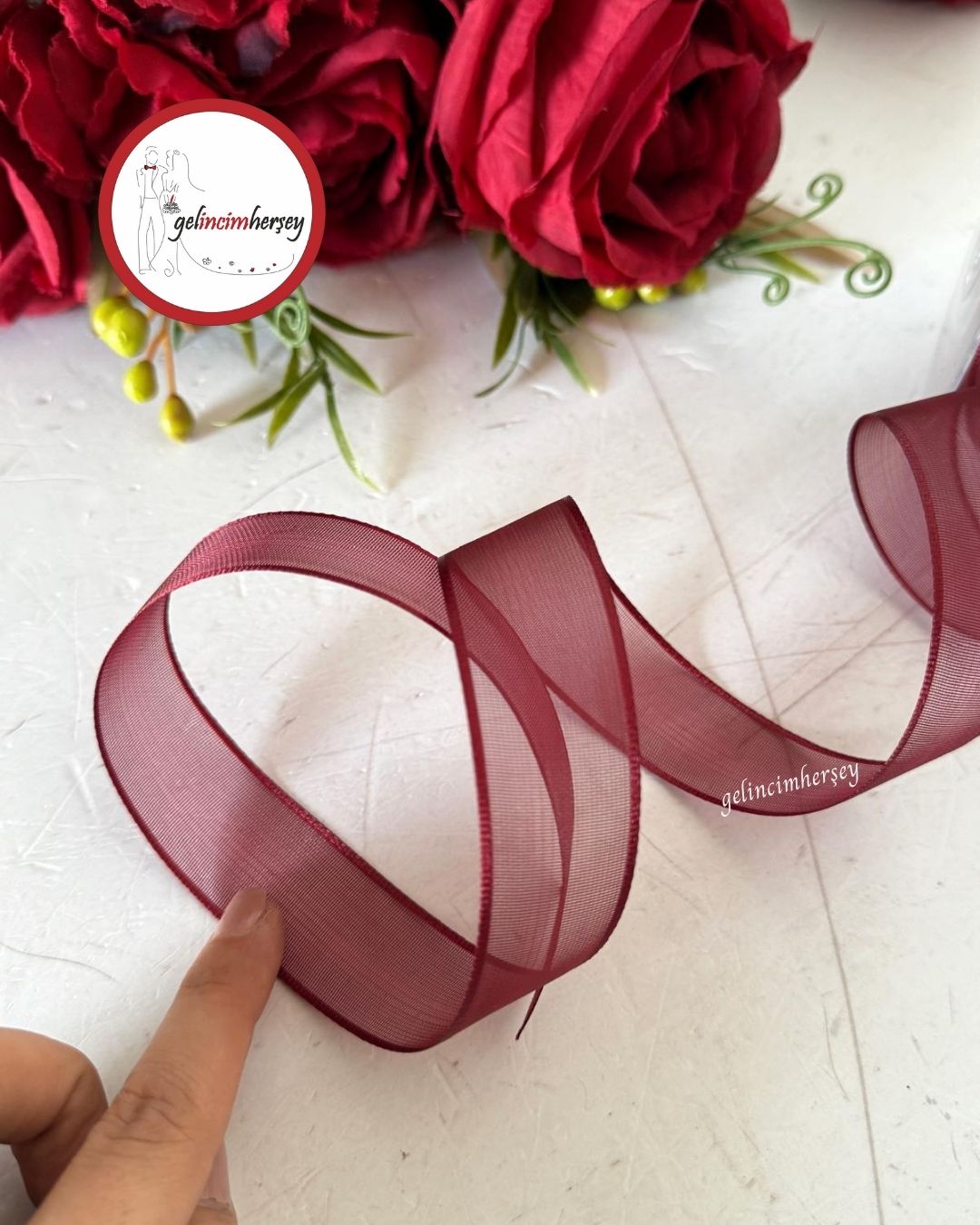 GelincimherşeyDüzŞifonBiyeliKurdele2.5cm4mtBordo1