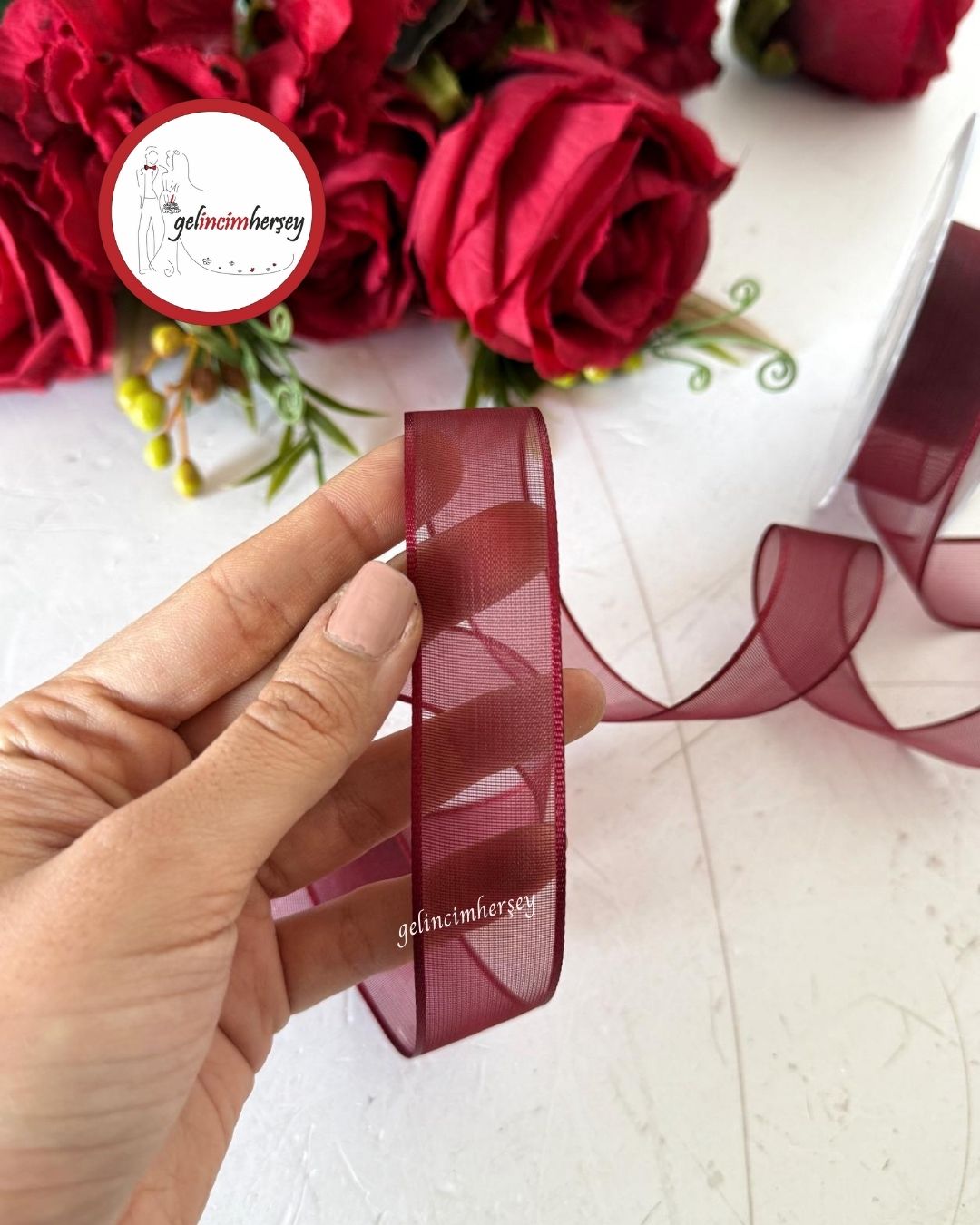 GelincimherşeyDüzŞifonBiyeliKurdele2.5cm4mtBordo2