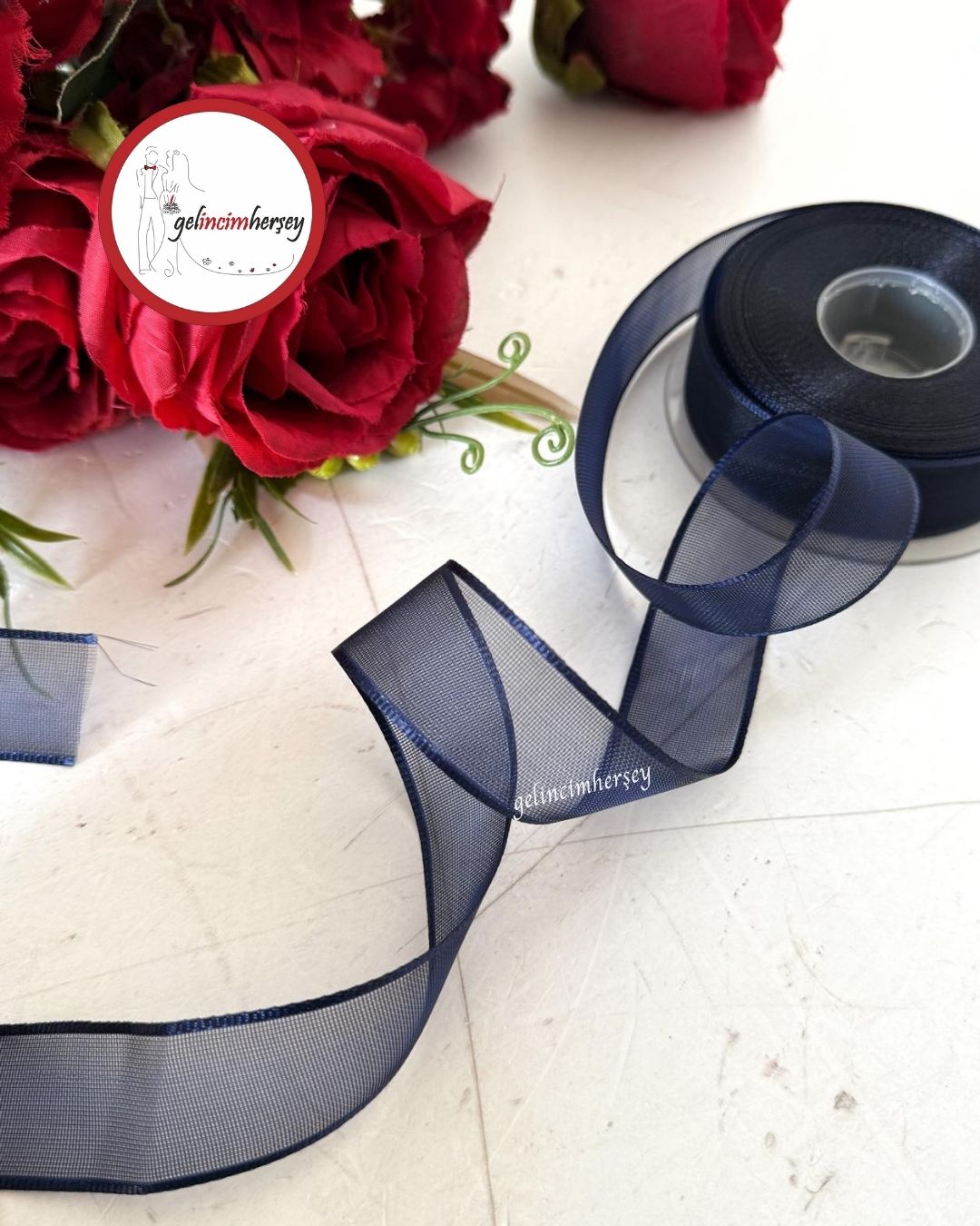 GelincimherşeyDüzŞifonBiyeliKurdele2.5cm4mtLacivert