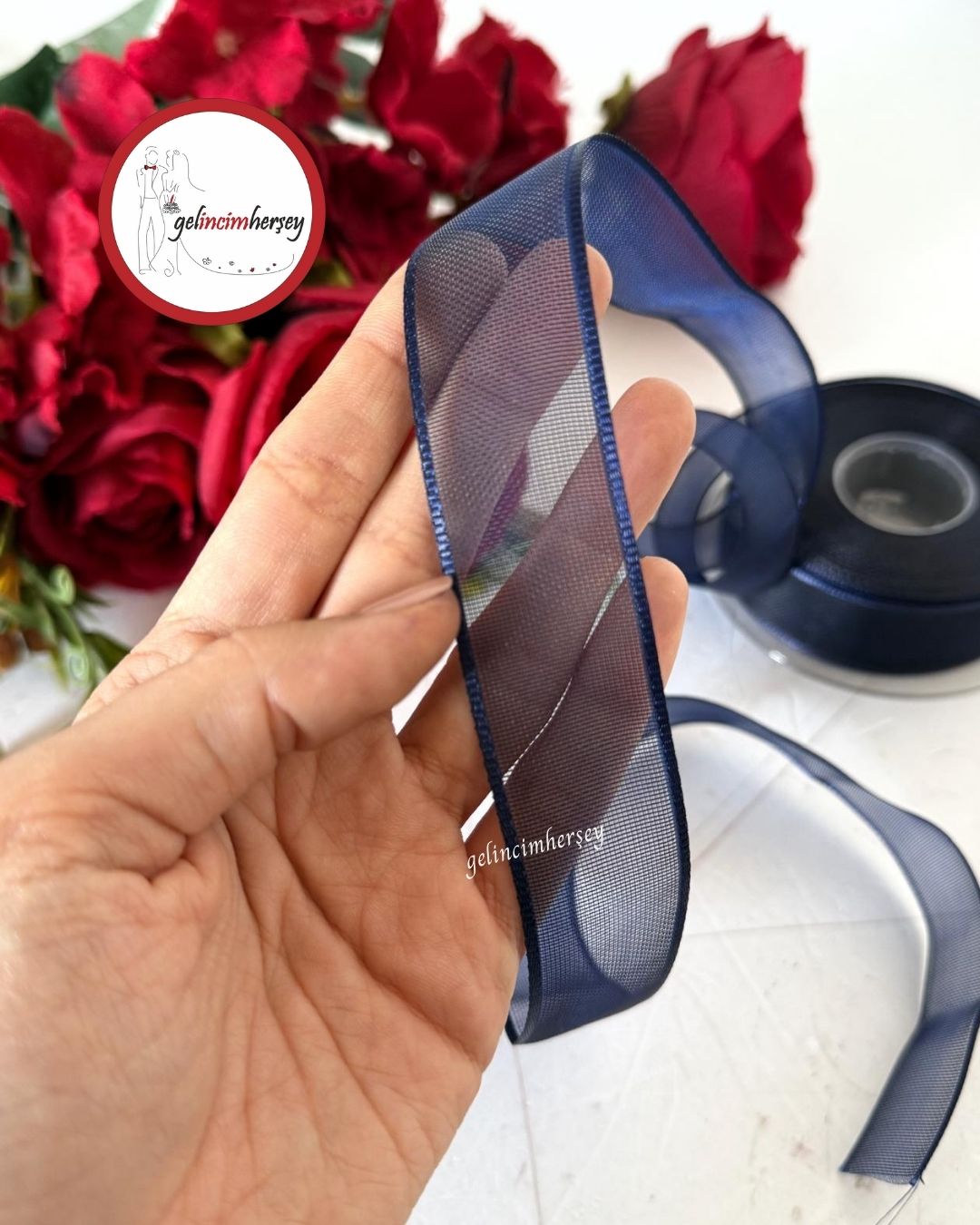 GelincimherşeyDüzŞifonBiyeliKurdele2.5cm4mtLacivert1