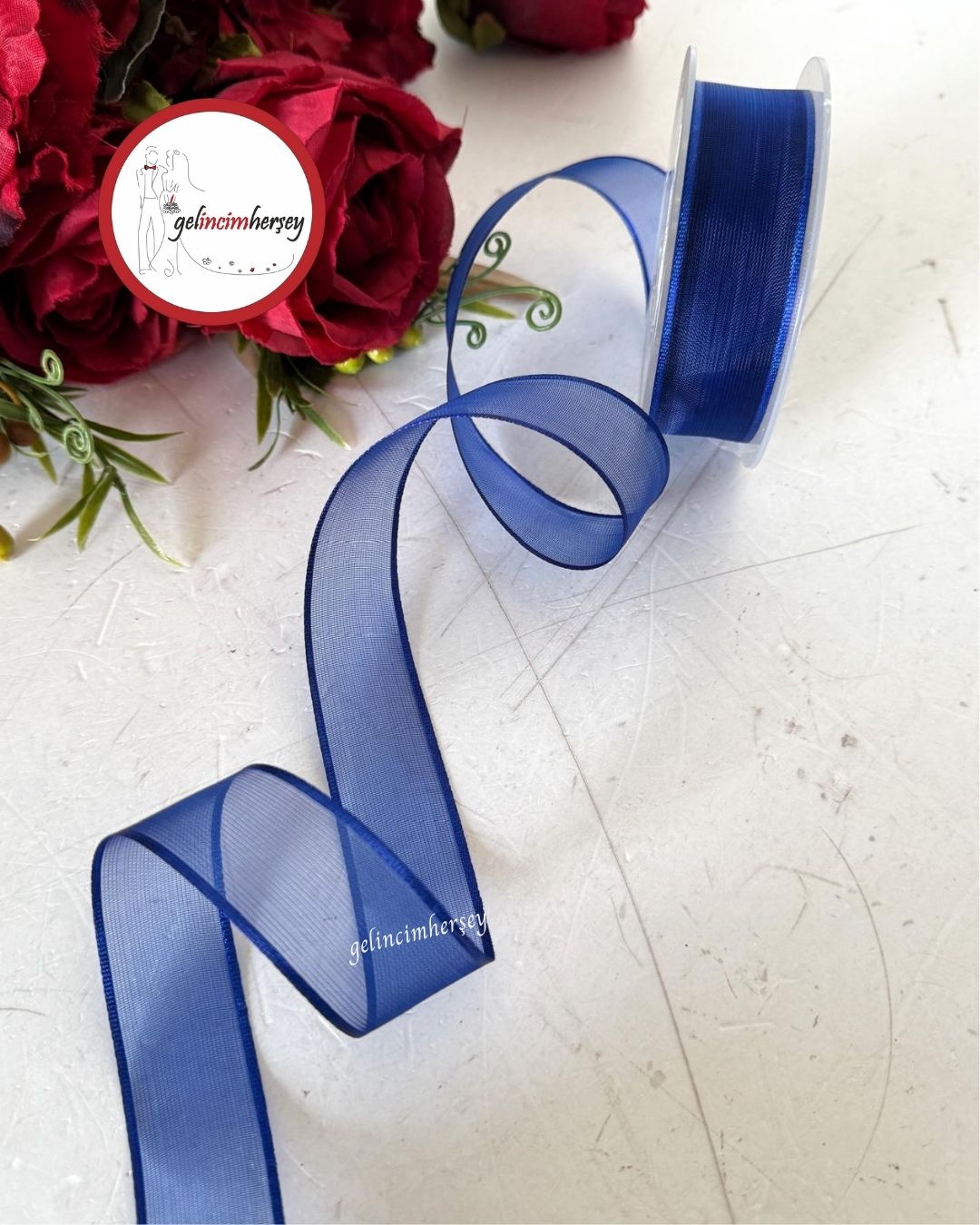 GelincimherşeyDüzŞifonBiyeliKurdele2.5cm4mtSaksMavi