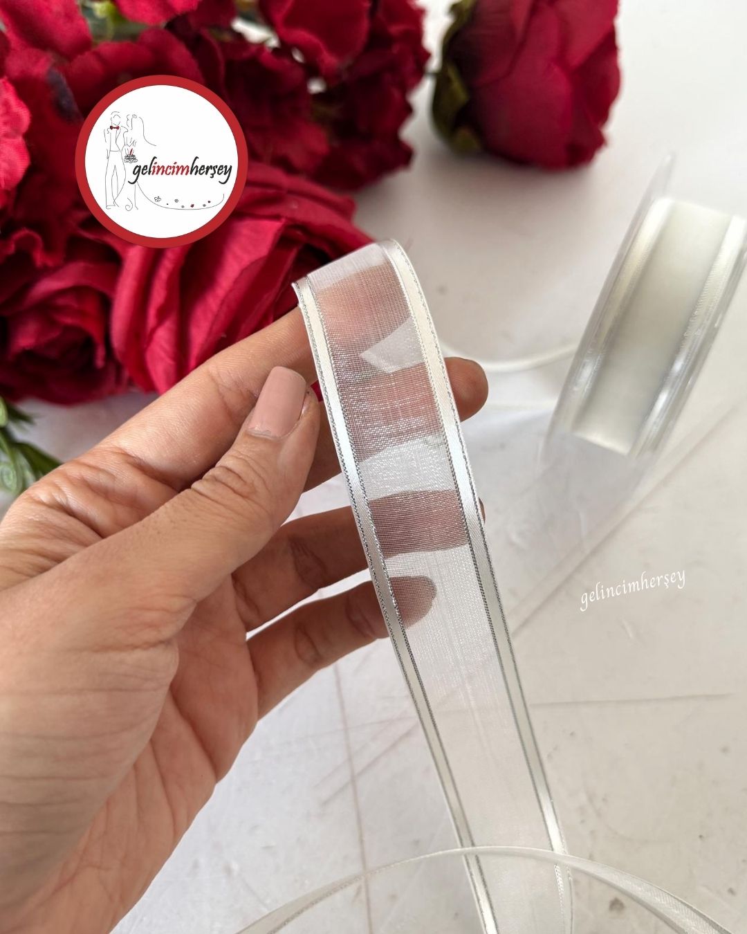 GelincimherşeyDüzŞifonSatenSimKenarKurdele2.5cm4mtEkru2