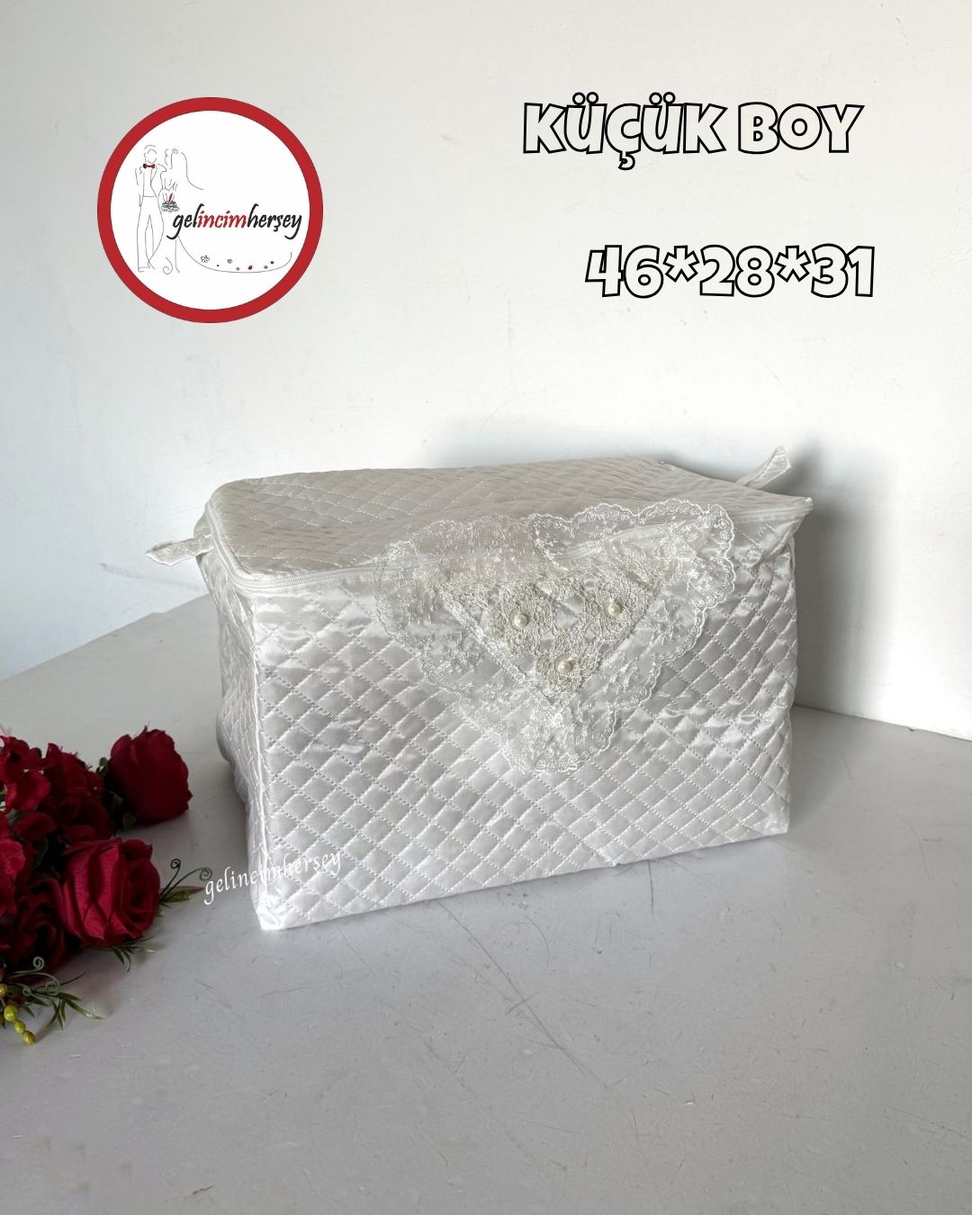 Gelincimherşey Saten Kapitone Kumaş Dantelli Hurç 3’lü Set