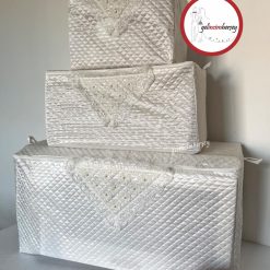 Gelincimherşey Saten Kapitone Kumaş Dantelli Hurç 3’lü Set