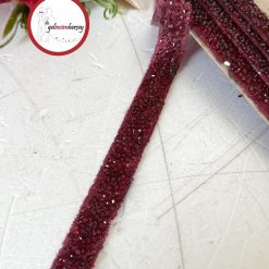 Gelincimherşey Ütü İle Yapışan Taşlı Şerit 1.5 cm 3 mt - BORDO
