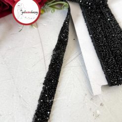 Gelincimherşey Ütü İle Yapışan Taşlı Şerit 1.5 cm 3 mt - SİYAH