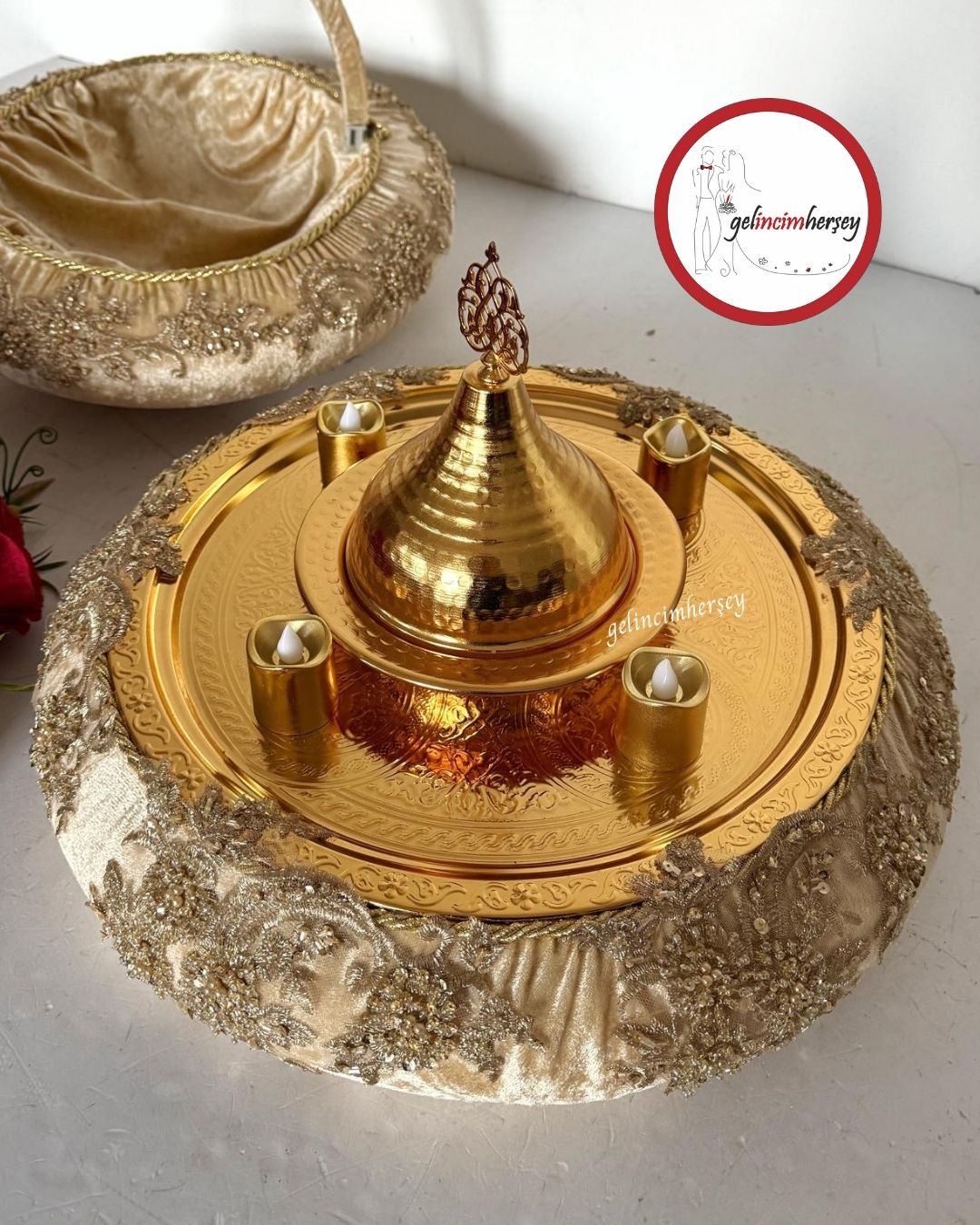 GelincimherşeyVipDantelliKınaSepetiveKınaTepsisiAltın2