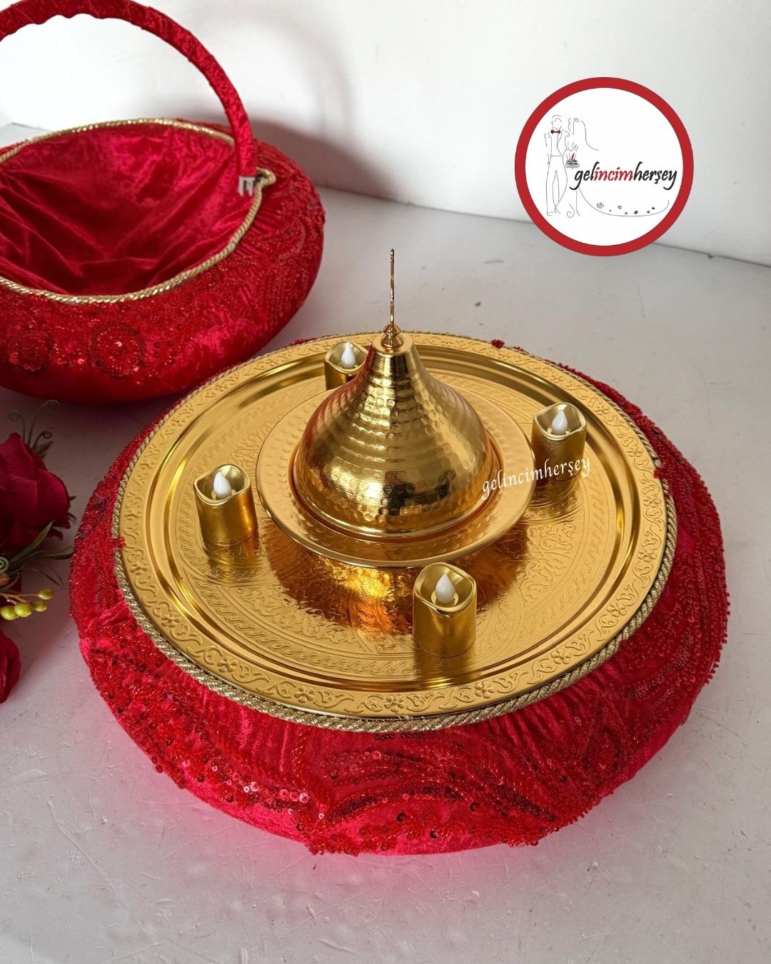 GelincimherşeyVipDantelliKınaSepetiveKınaTepsisiKırmızı1