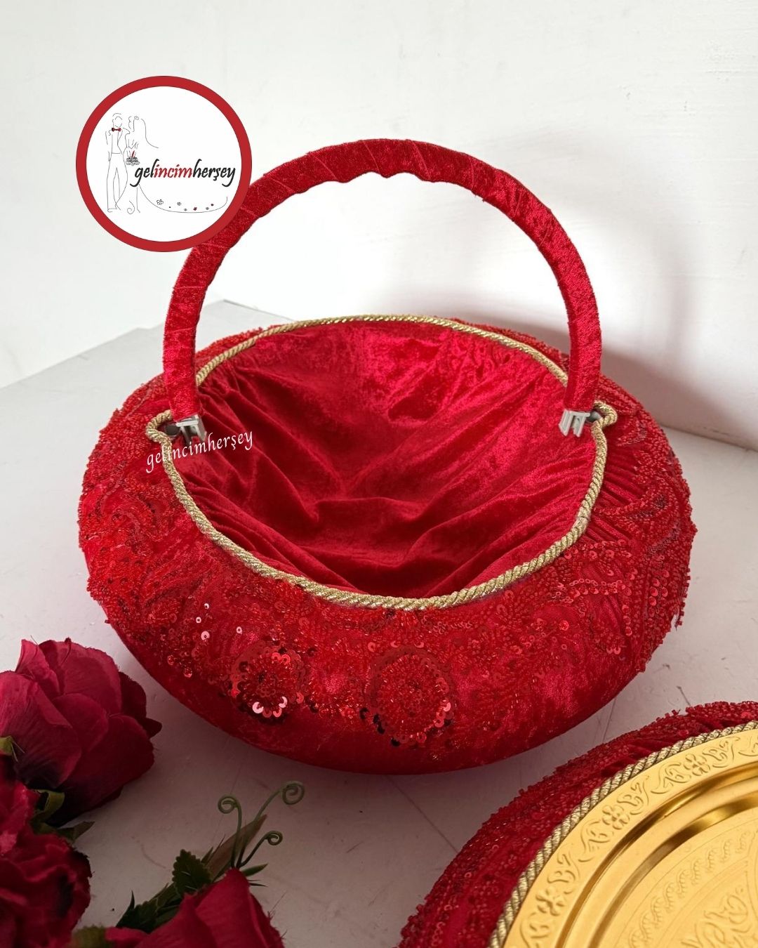 GelincimherşeyVipDantelliKınaSepetiveKınaTepsisiKırmızı2