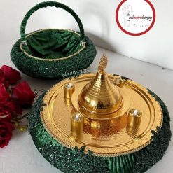 Gelincimherşey Vip Dantelli Kına Sepeti ve Kına Tepsisi - ZÜMRÜT YEŞİL