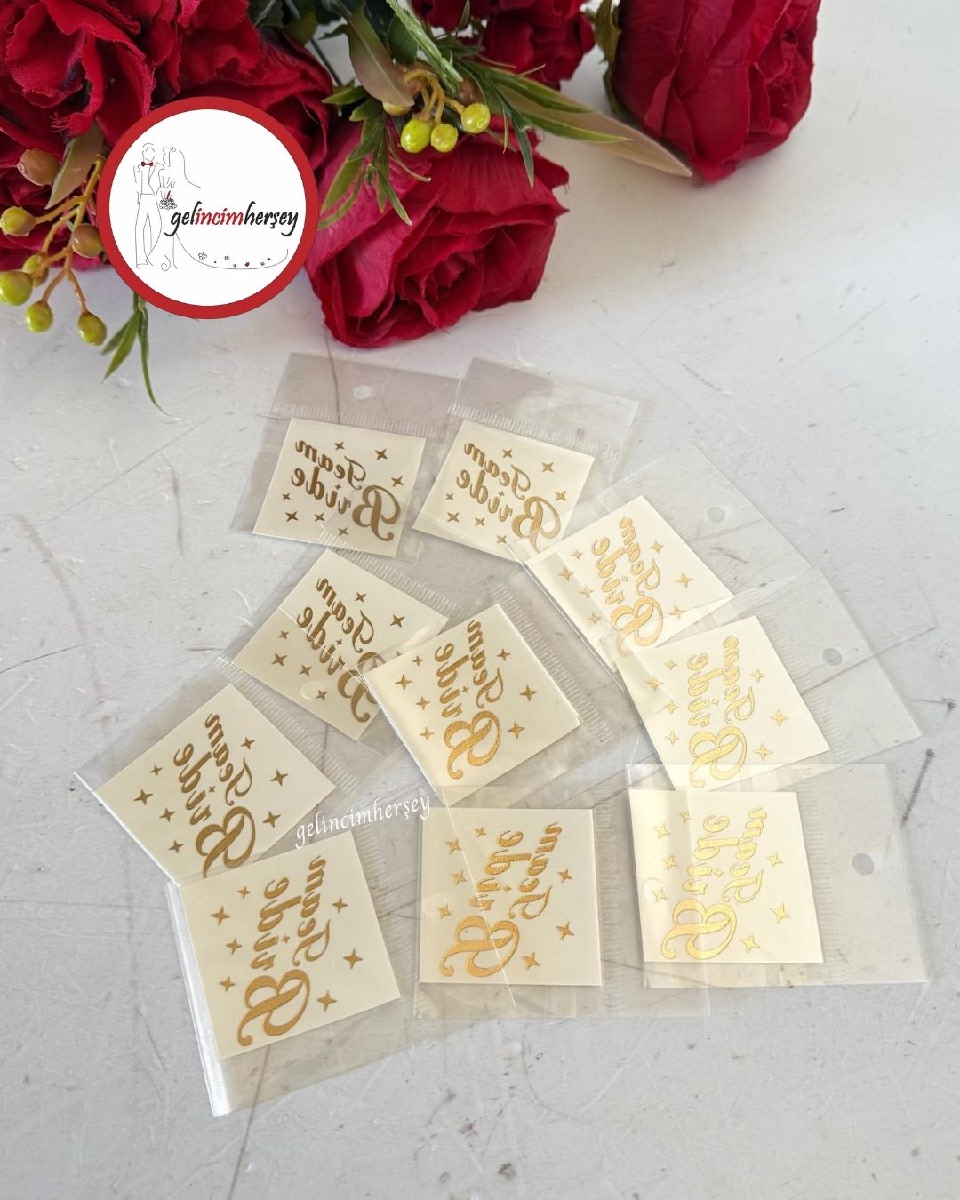 Gelincimherşey10'luBrideToBeStickerDövmeÇıkartmaAltın