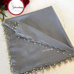 Gelincimherşey El İşlemesi İnci Boncuk İşlemeli Yemeni Yazma Tülbent - GRİ