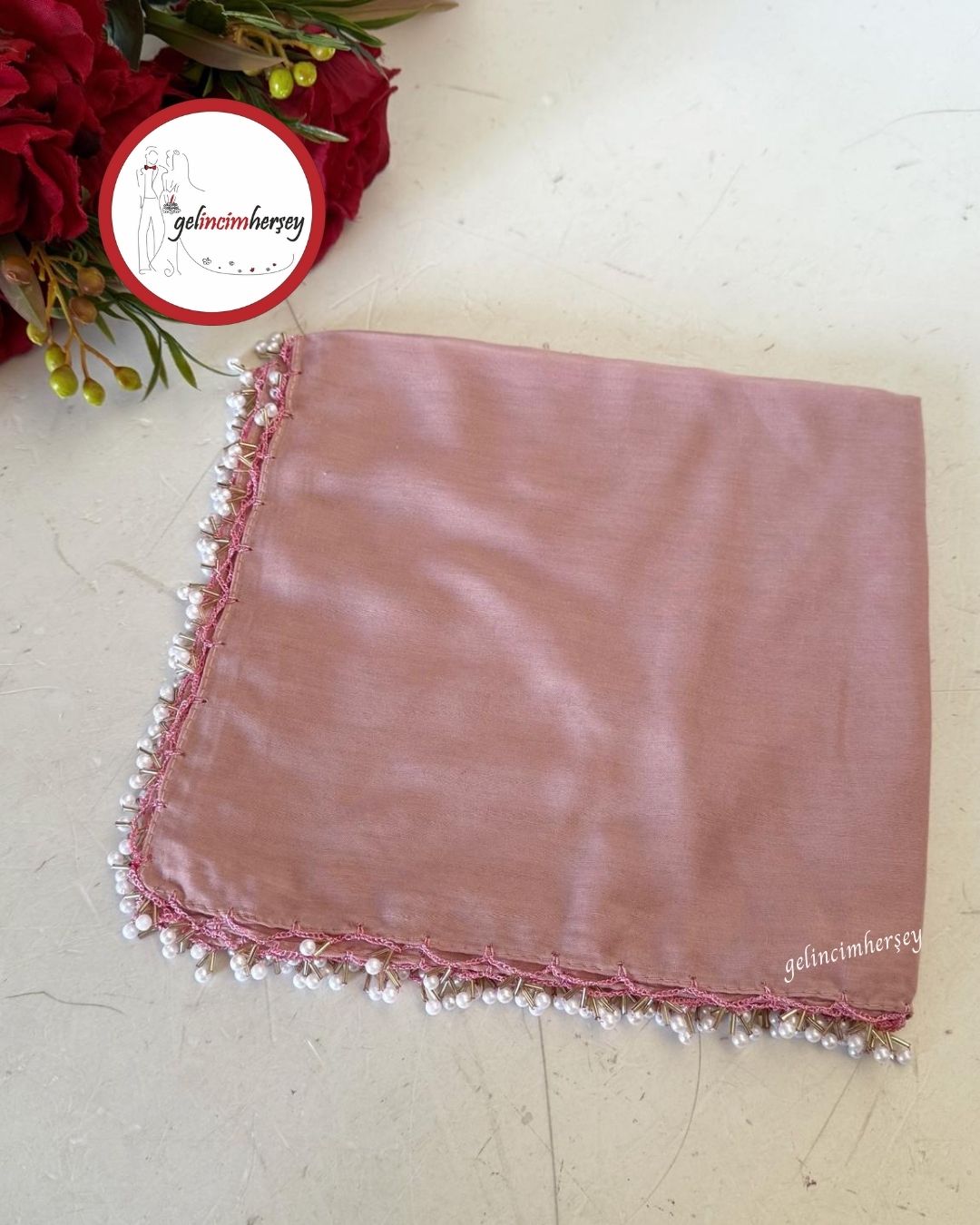 GelincimherşeyBoncukİşlemeliTülbentPudra