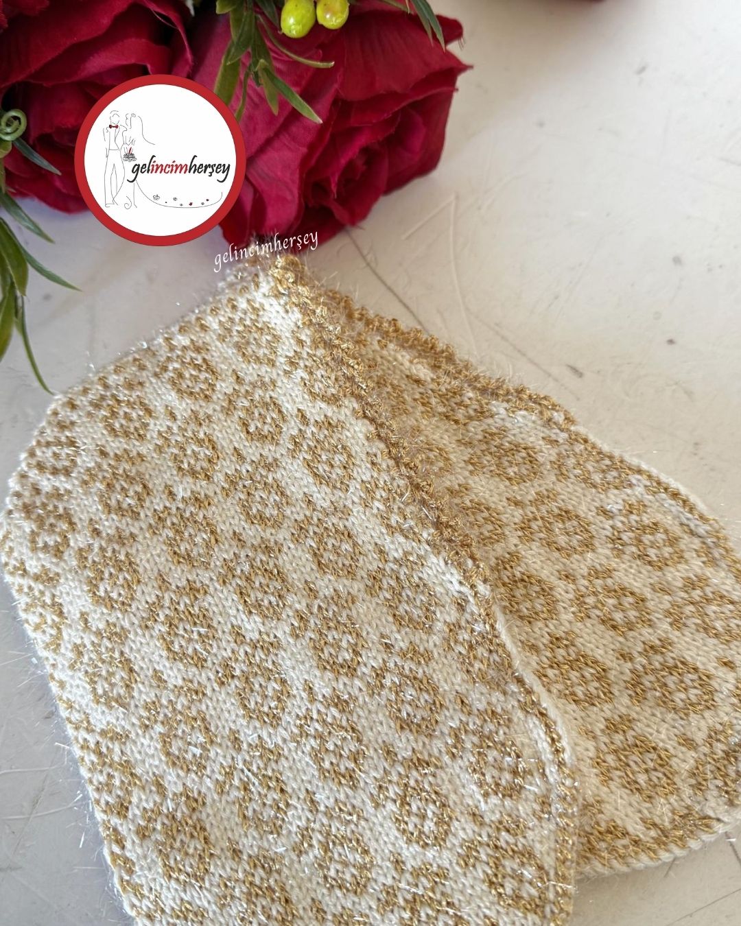 GelincimherşeyÇeyizlikHediyelikSimliÖrgüİpliPatikAltın2
