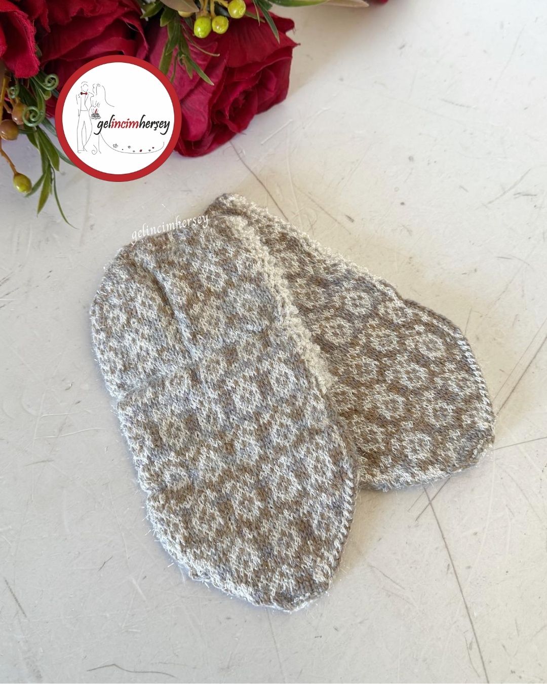 GelincimherşeyÇeyizlikHediyelikSimliÖrgüİpliPatikGri